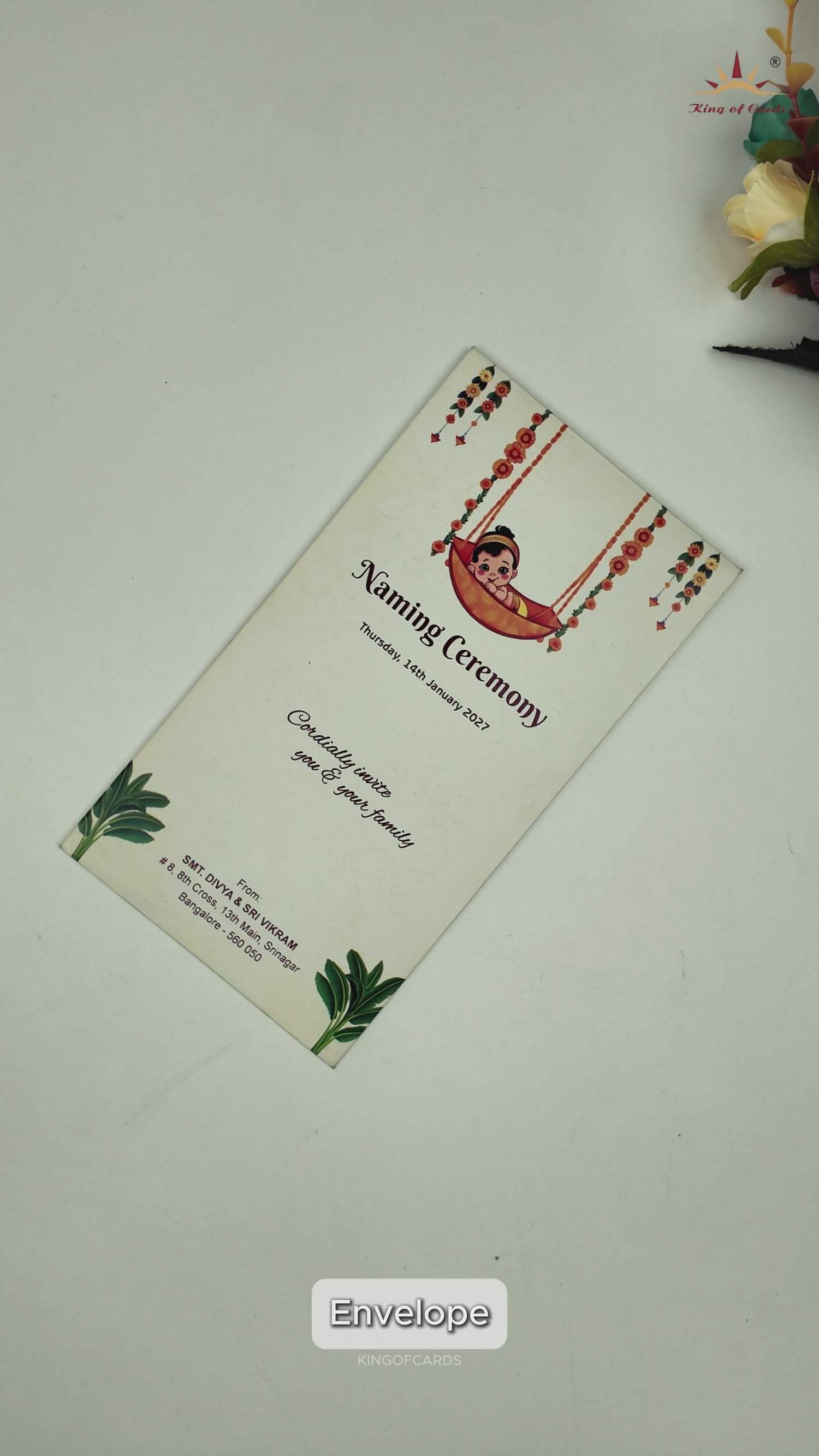 Cream Baby Naming Ceremony Card-KNKRL121