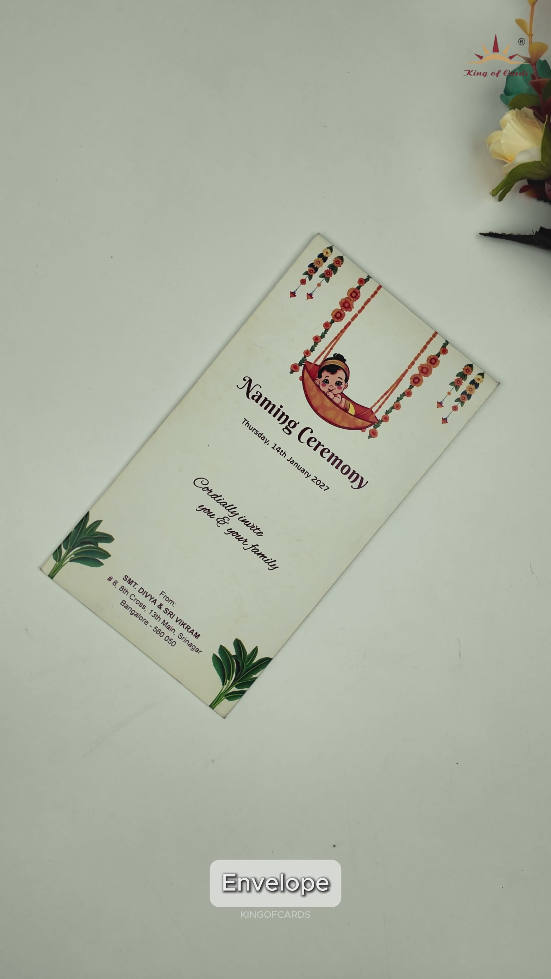 Cream Baby Naming Ceremony Card-KNKRL121