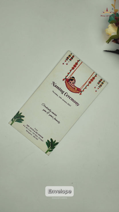 Cream Baby Naming Ceremony Card-KNKRL121