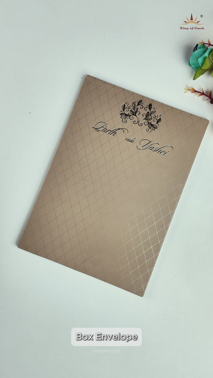 Brown Padded Classic Wedding Card - KRC31530