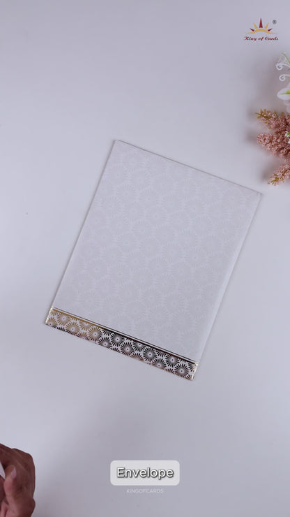 Ivory Floral Elephant Invitation Card-KNJS2067