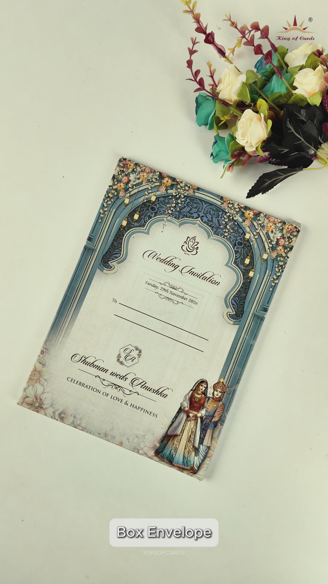 Royal Bride Groom Theme Padded Wedding Card-KRB09220