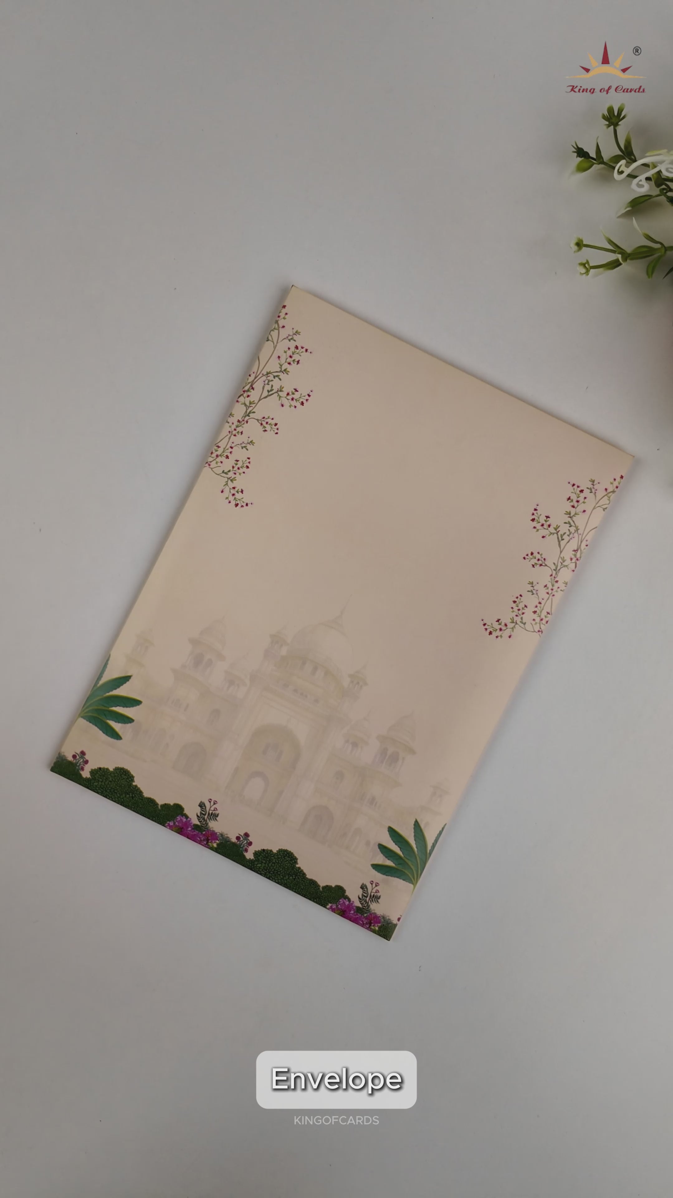 Cream Door Style Peacock Wedding Card - KNKY2601