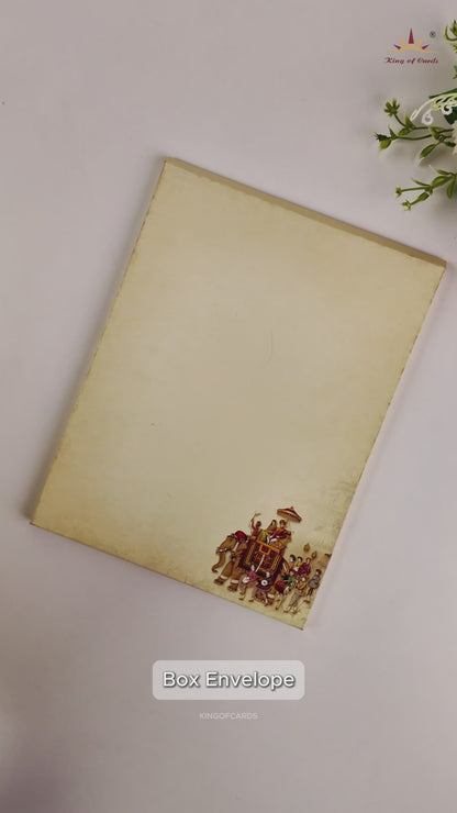 Sandal Royal Baraat Door Style Wedding Card - KAA05070