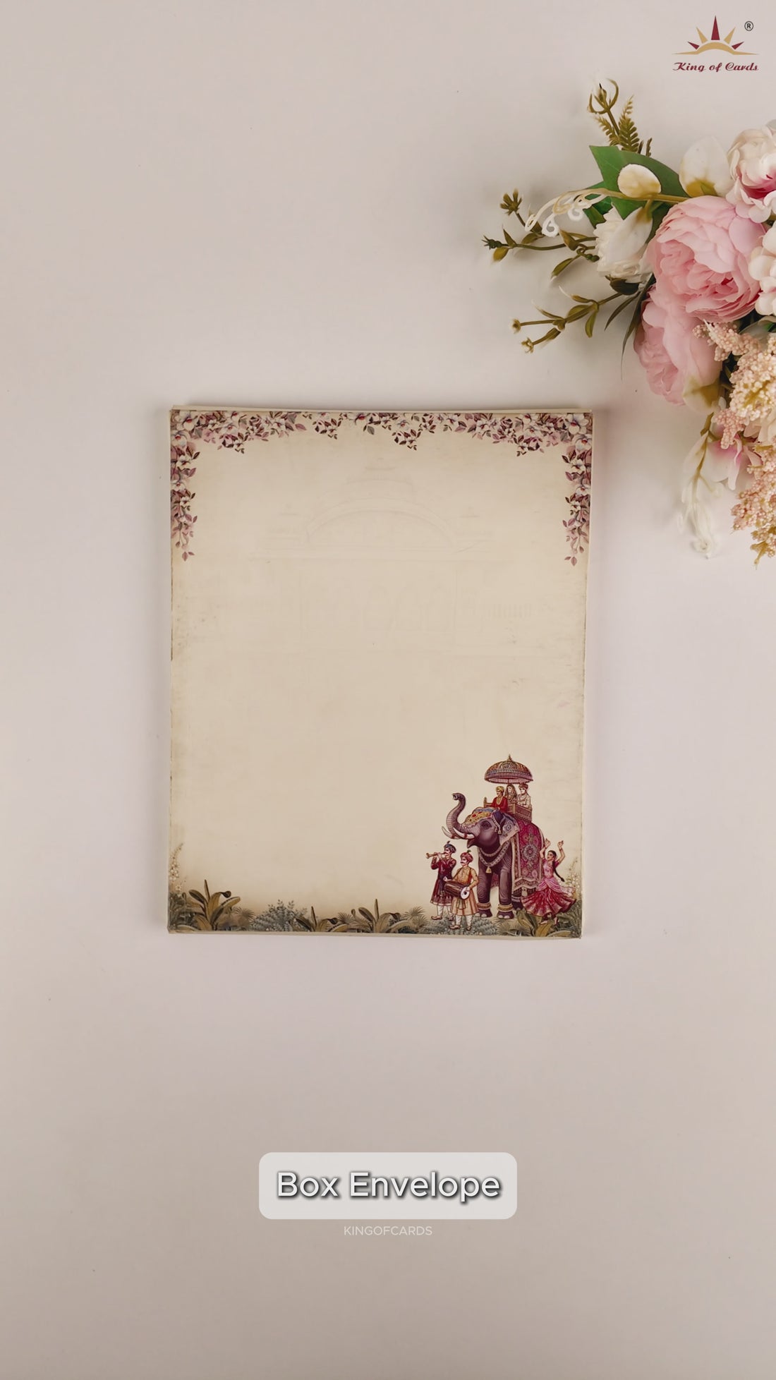 Cream Royal Elephant Baraat Padded Wedding Card - KAA05570