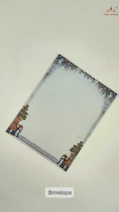 Blue Bride Groom Door Style Wedding Card-KNKC4092