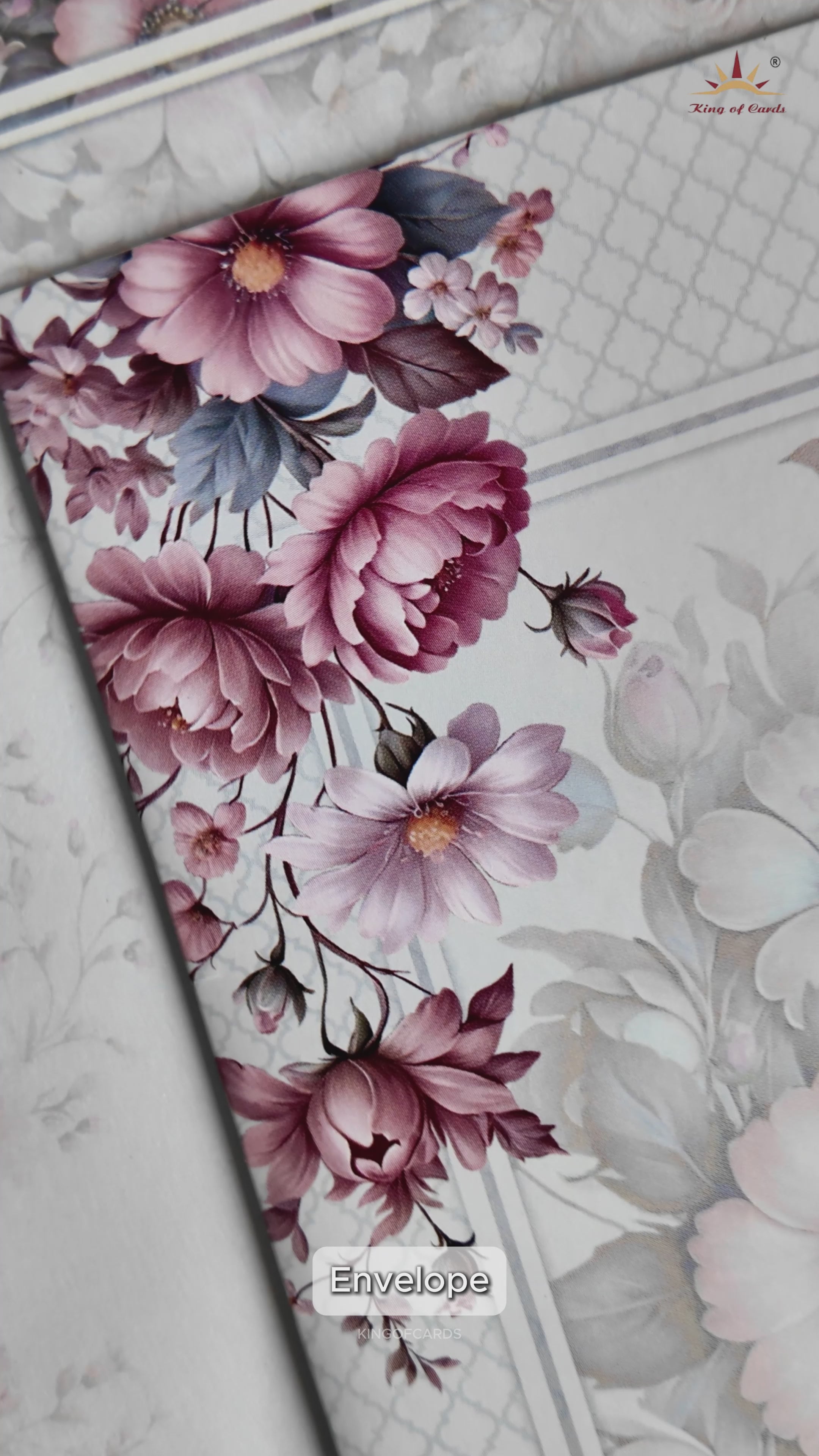 Blue Floral Patterned Wedding Card-KNEP1610