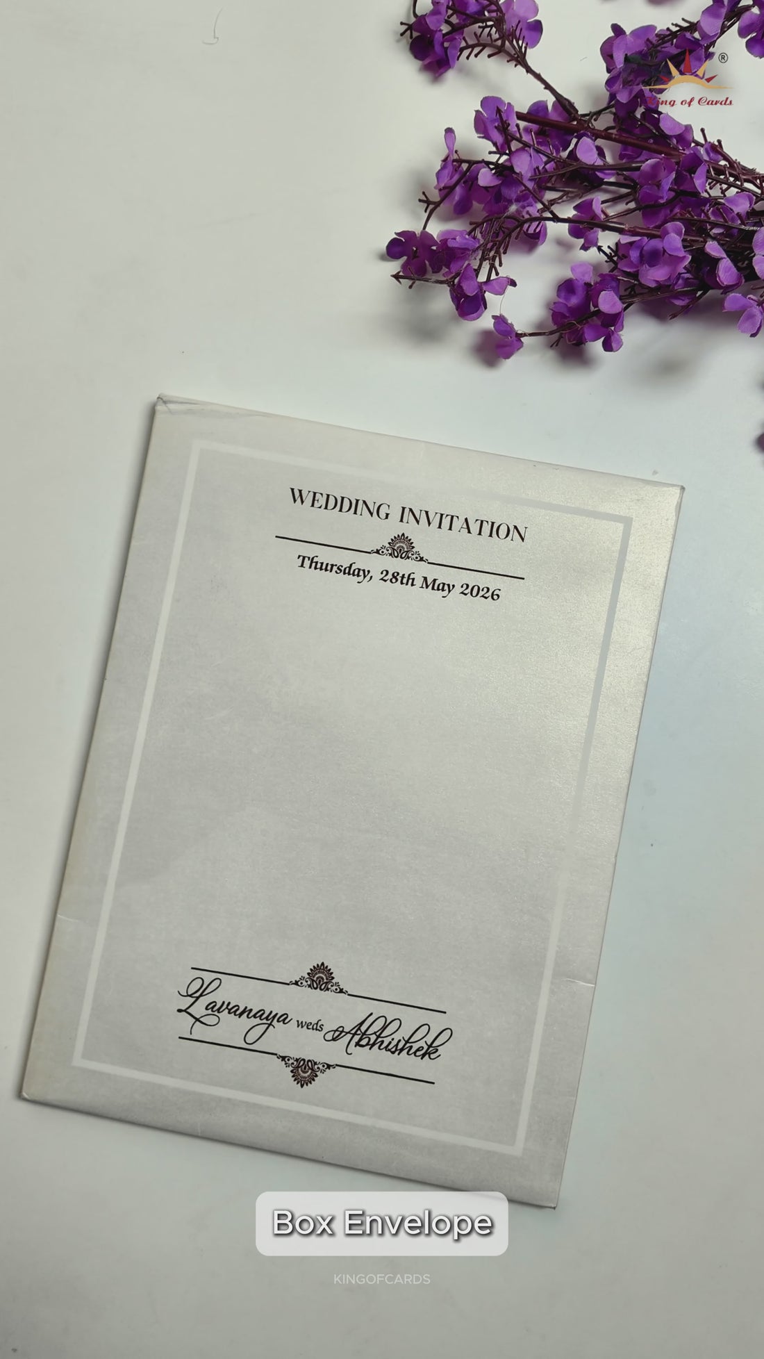 White Ganesha Medallion Floral Padded Wedding Card-KRE26300