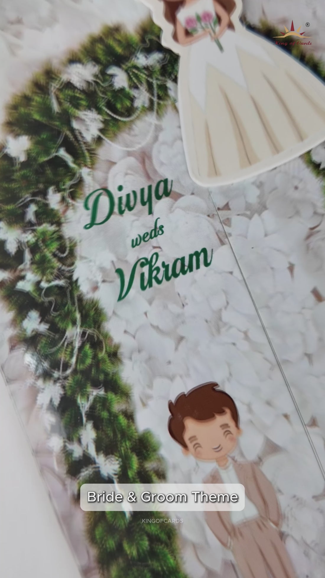 White Couple Sliding Invitation Card-KNKSP748