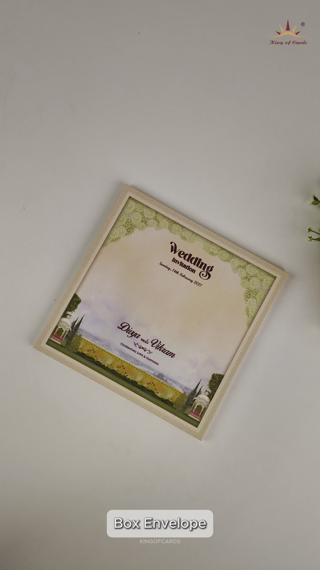 Cream Royal Elephant Wedding Card - KNKD8102