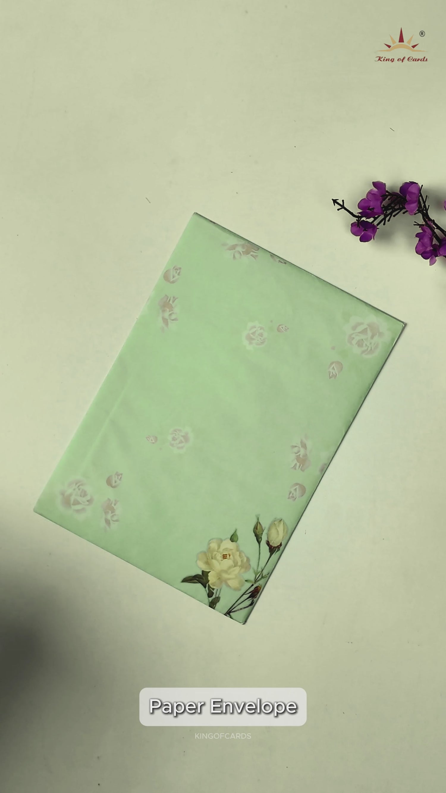 Green Rose Floral Wedding Card - KNPP682G
