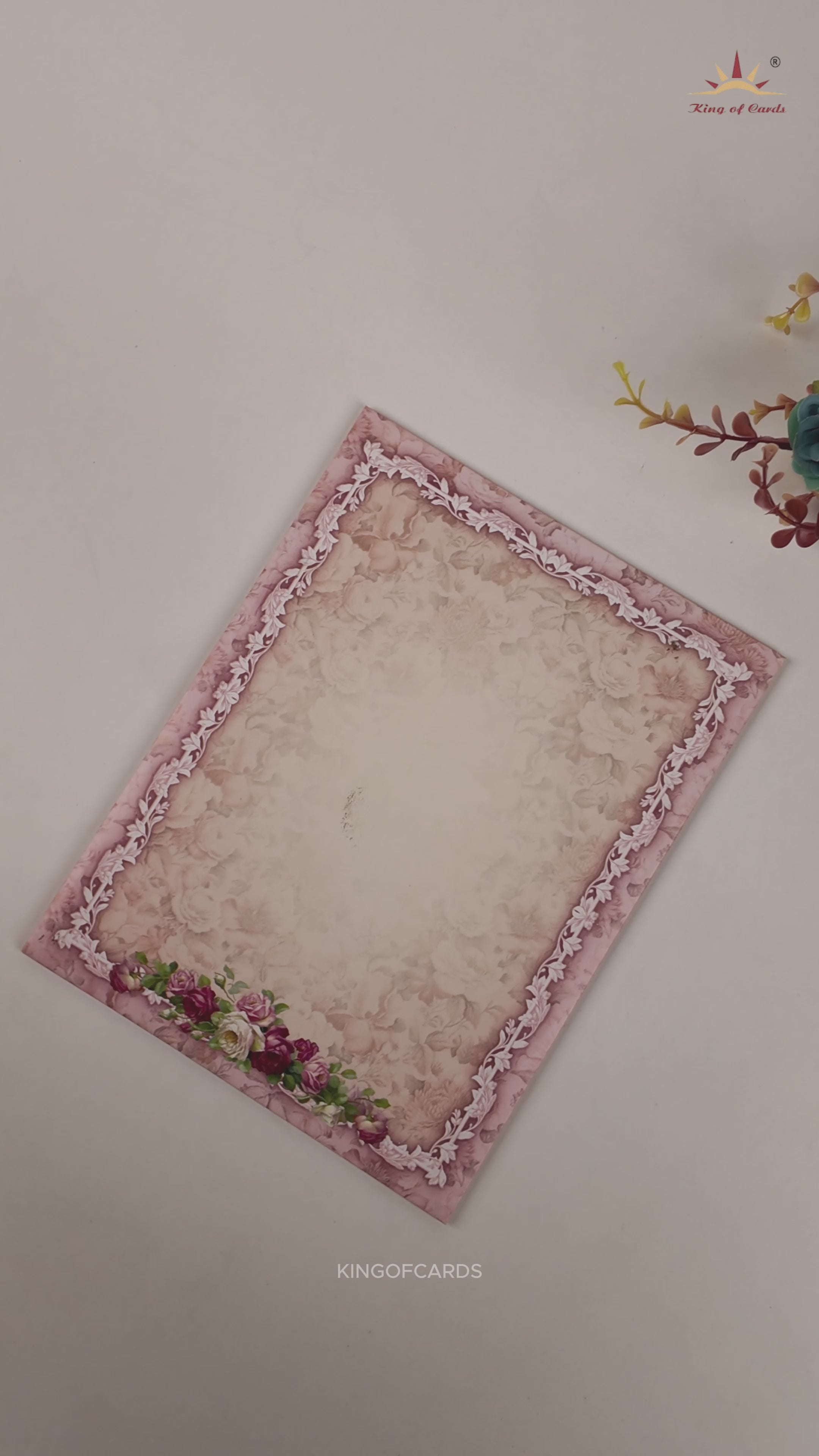 Pastel Pink Floral Wedding Card -KNKC4046