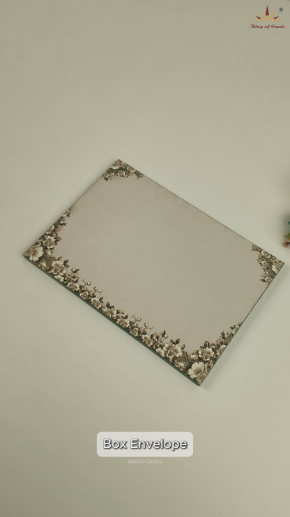 Royal Blue Floral Premium Wedding Card - KAA05290