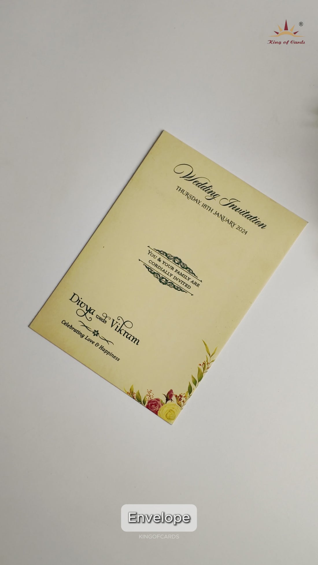 Pink Floral Single Sheet Invitation Card - KNS051ND