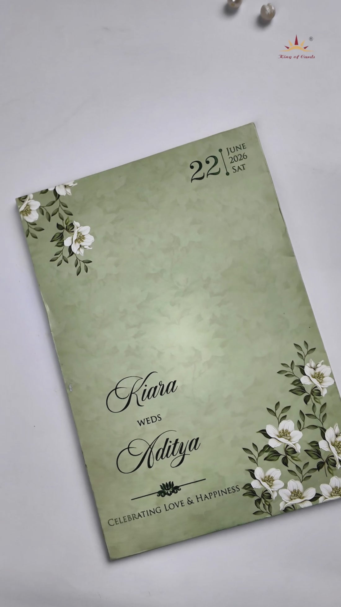Green Floral Arch Laser-Cut Wedding Card - KFR16130
