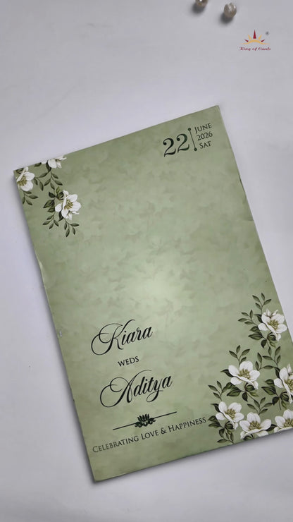Green Floral Arch Laser-Cut Wedding Card - KFR16130