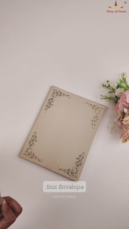 Cream Padded Grey Floral Wedding Card - KAA06420