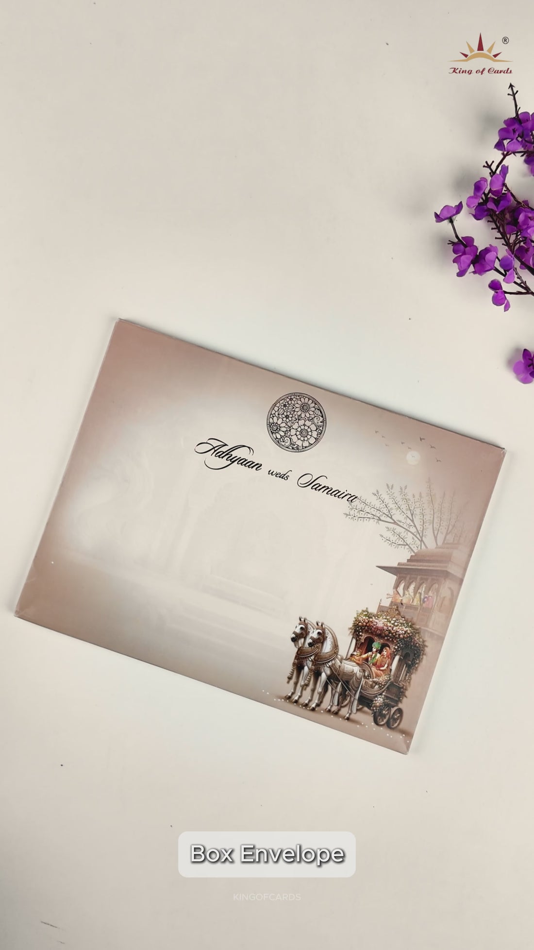 Cream Padded Bride Groom Wedding Card-KRC31070
