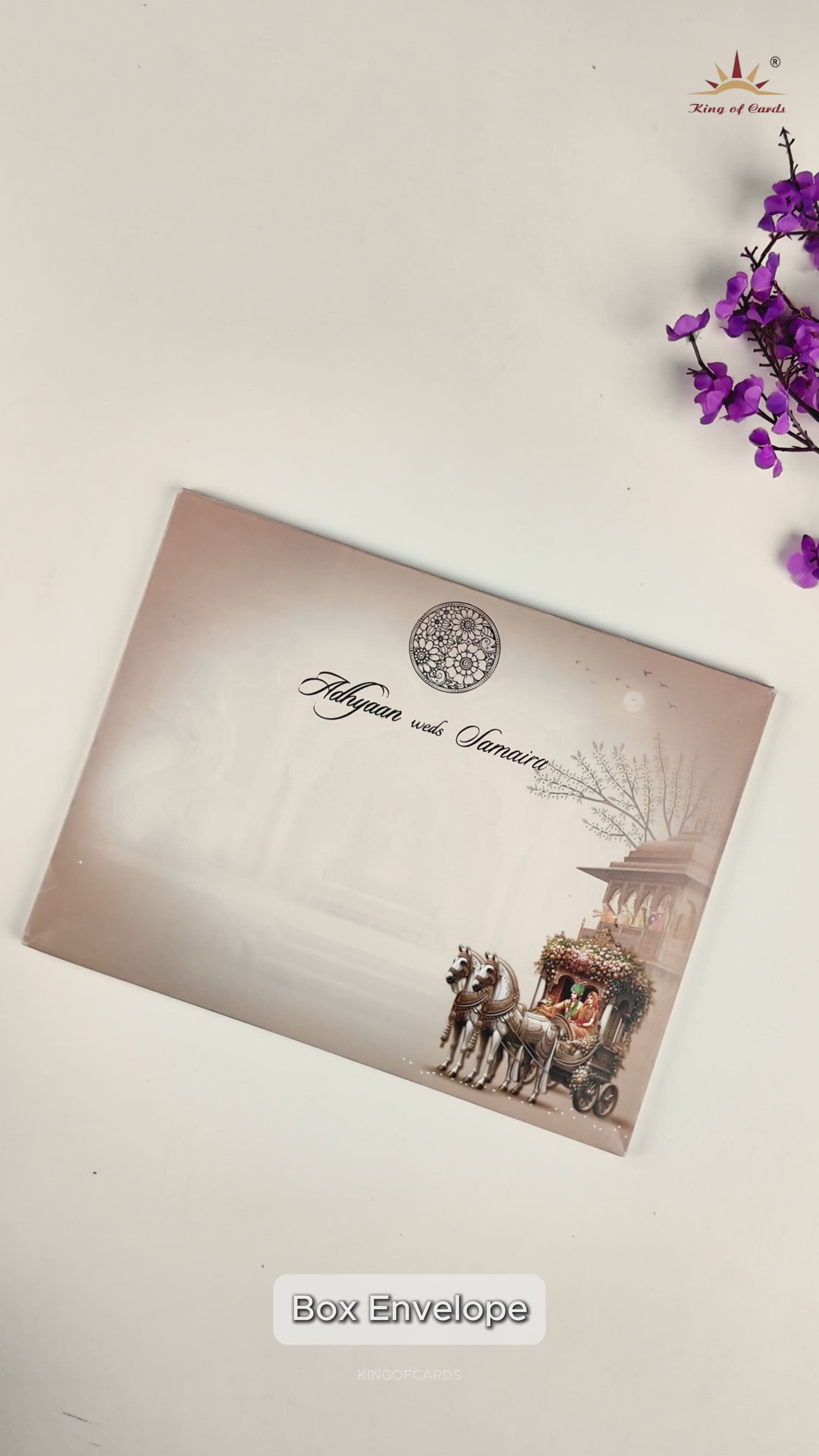 Cream Padded Bride Groom Wedding Card-KRC31070