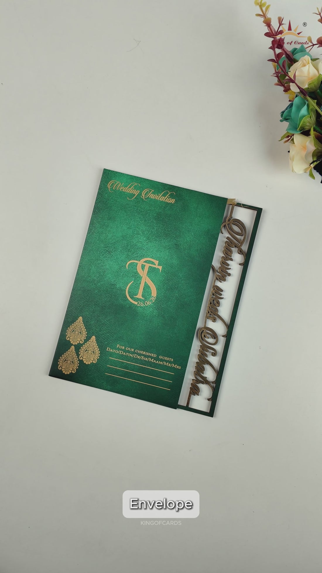 Green MDF Laser Cut Invitation Card - KVR103