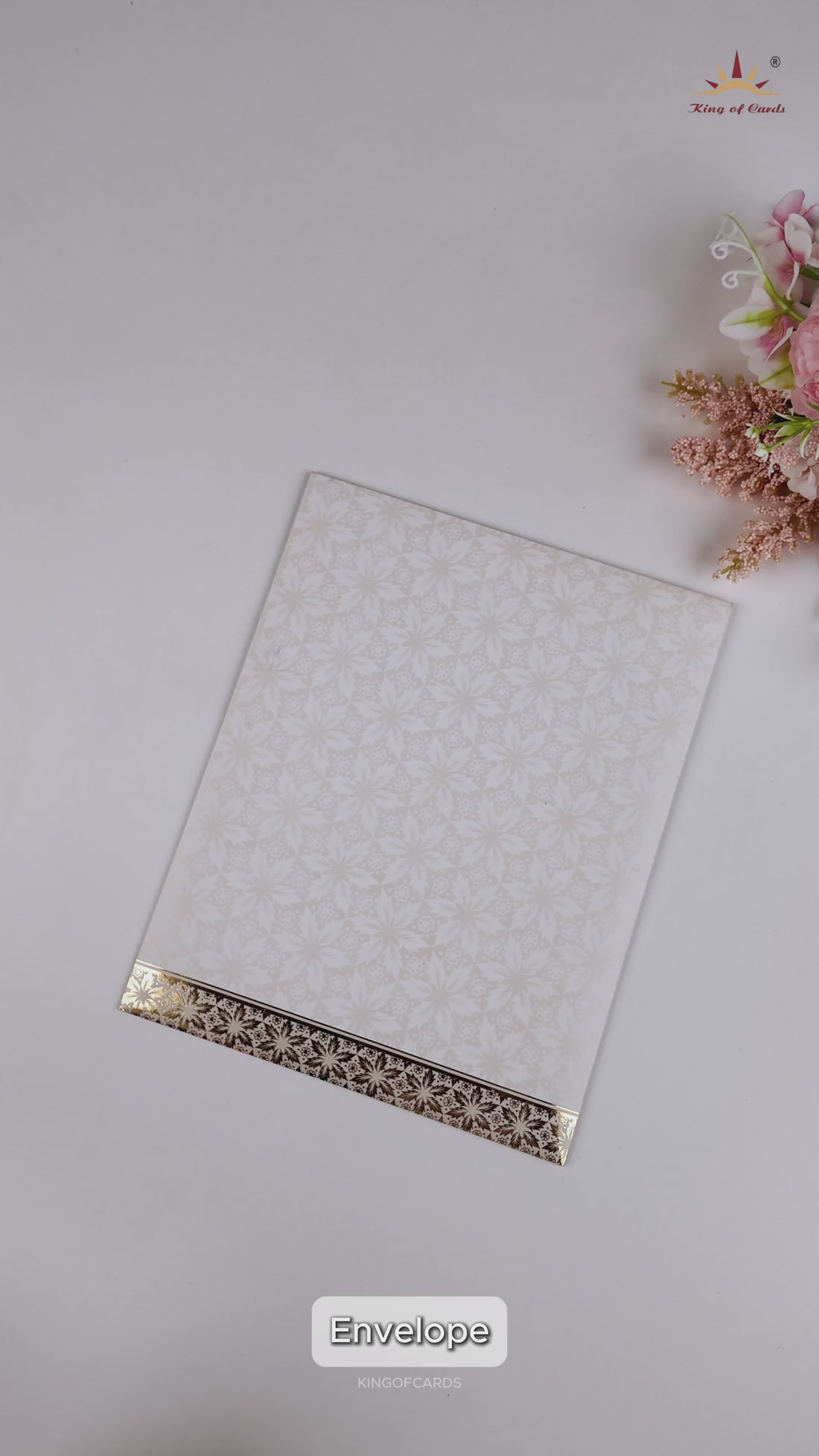 White Ganesha Gold Embossed Wedding Card-KNJS2078