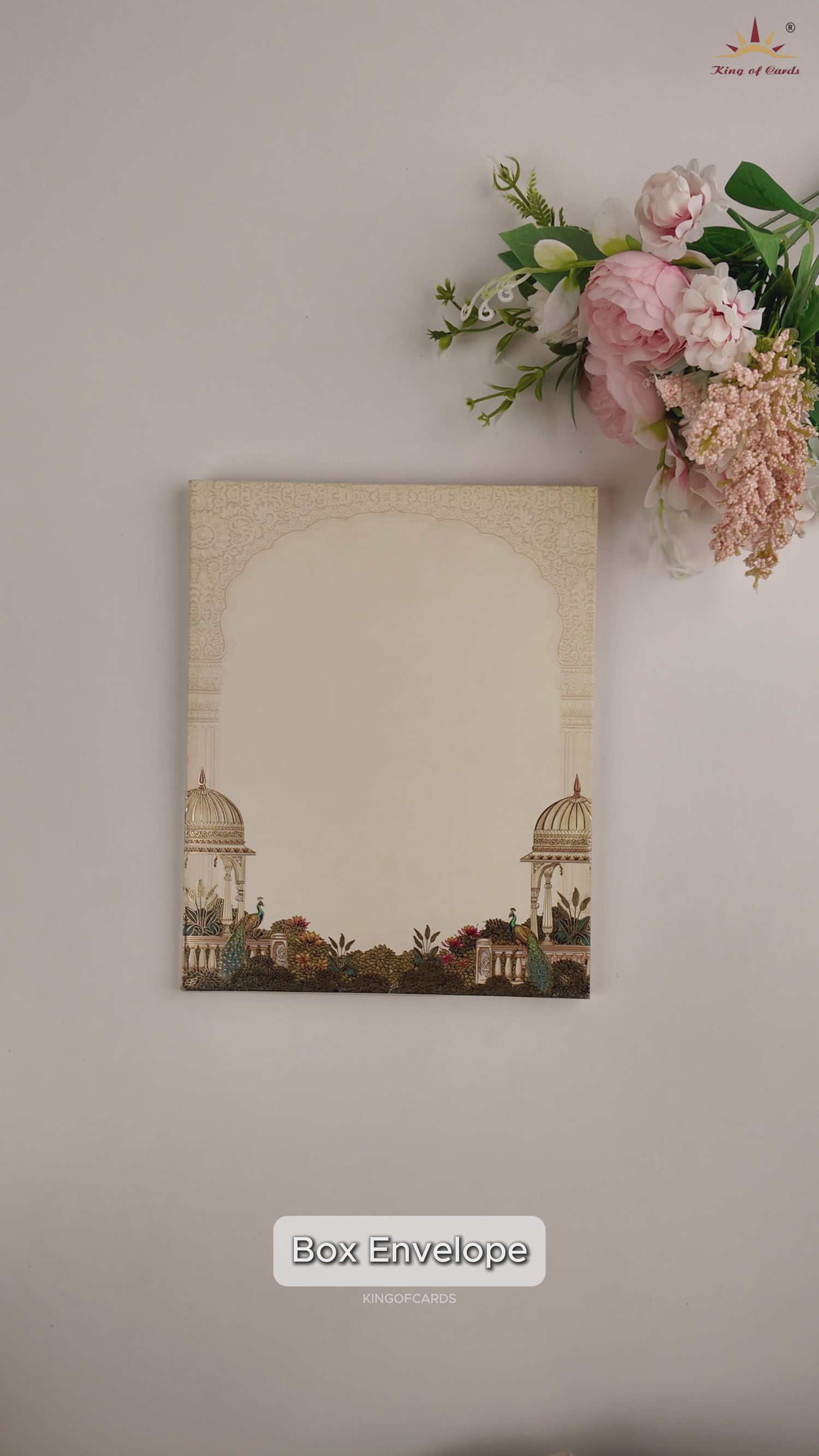 Cream Royal Elephant Baraat Padded Wedding Card - KAA05570