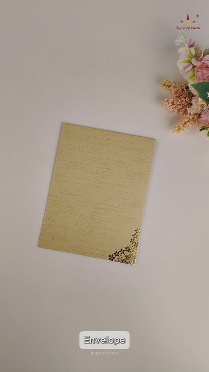 Gold Floral Ganesha Wedding Card - KNRM7082C