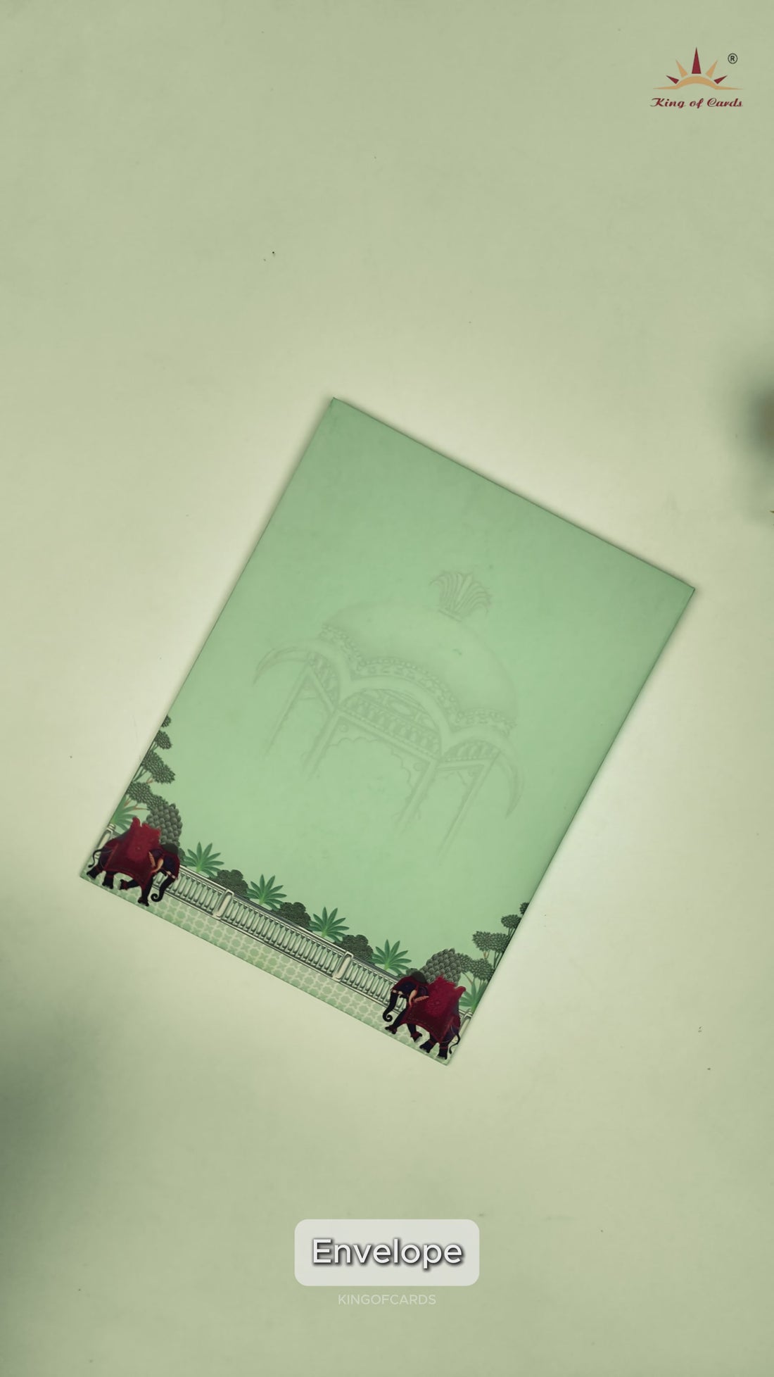 Green Floral Elephant Wedding Card-KNKC4094