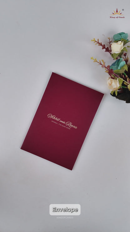 Maroon Floral Wedding Invitation - KVR101