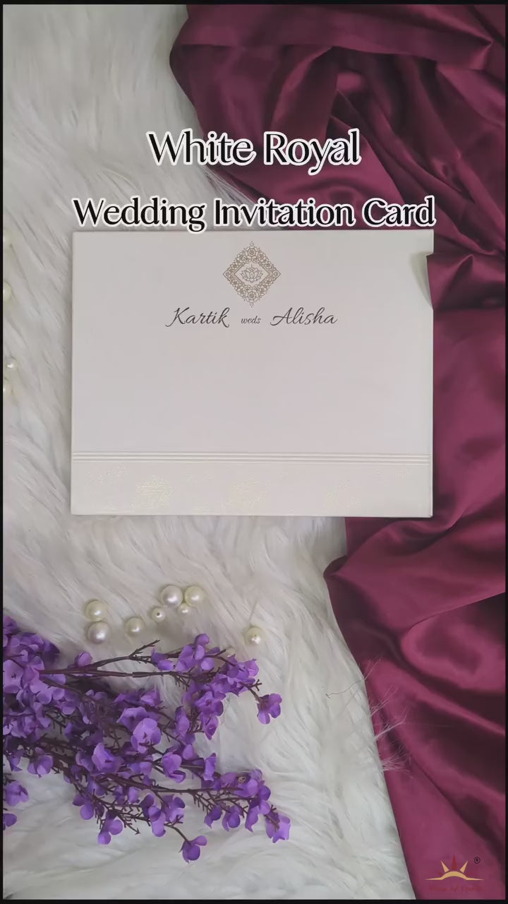 Pearl White Leaves Wedding Card-KRC30601