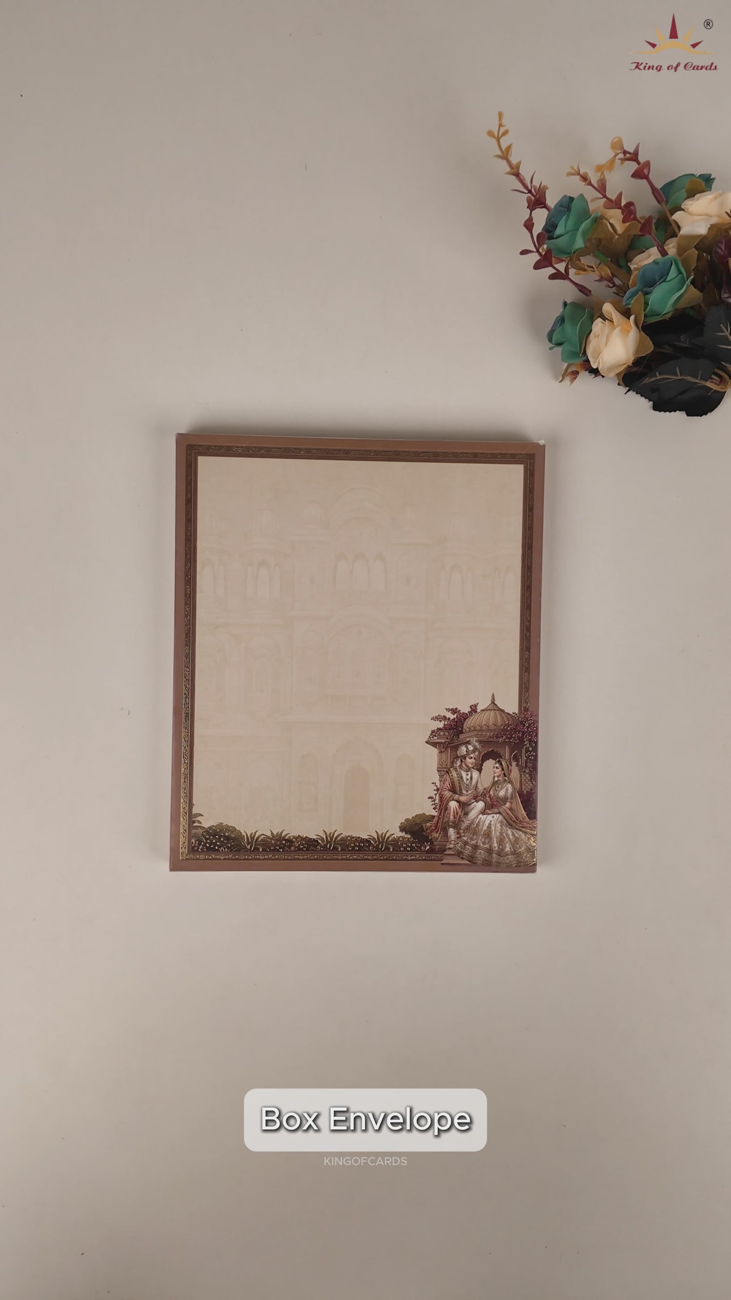 Brown Royal Bride Groom Padded Door Style Wedding Card - KAA05870