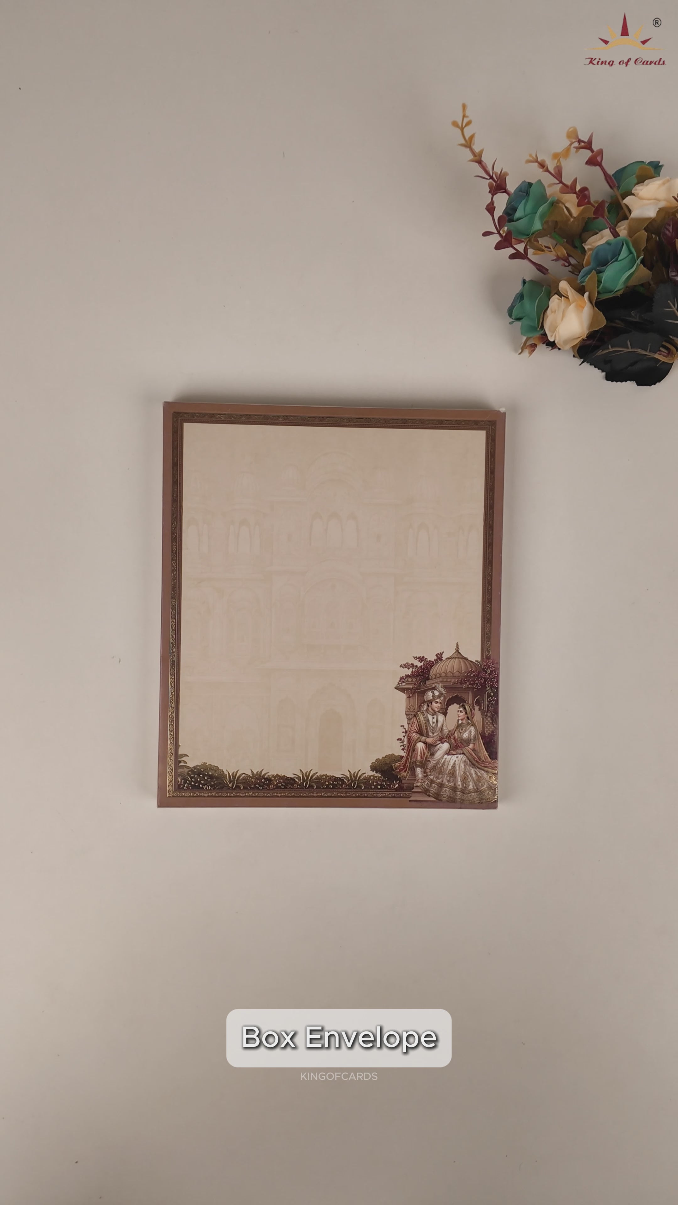 Brown Royal Bride Groom Padded Door Style Wedding Card - KAA05870