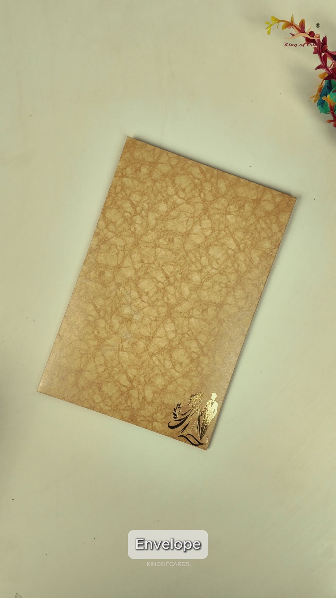 Gold Door Style Floral Bride Groom Wedding Card-KNK3603BR