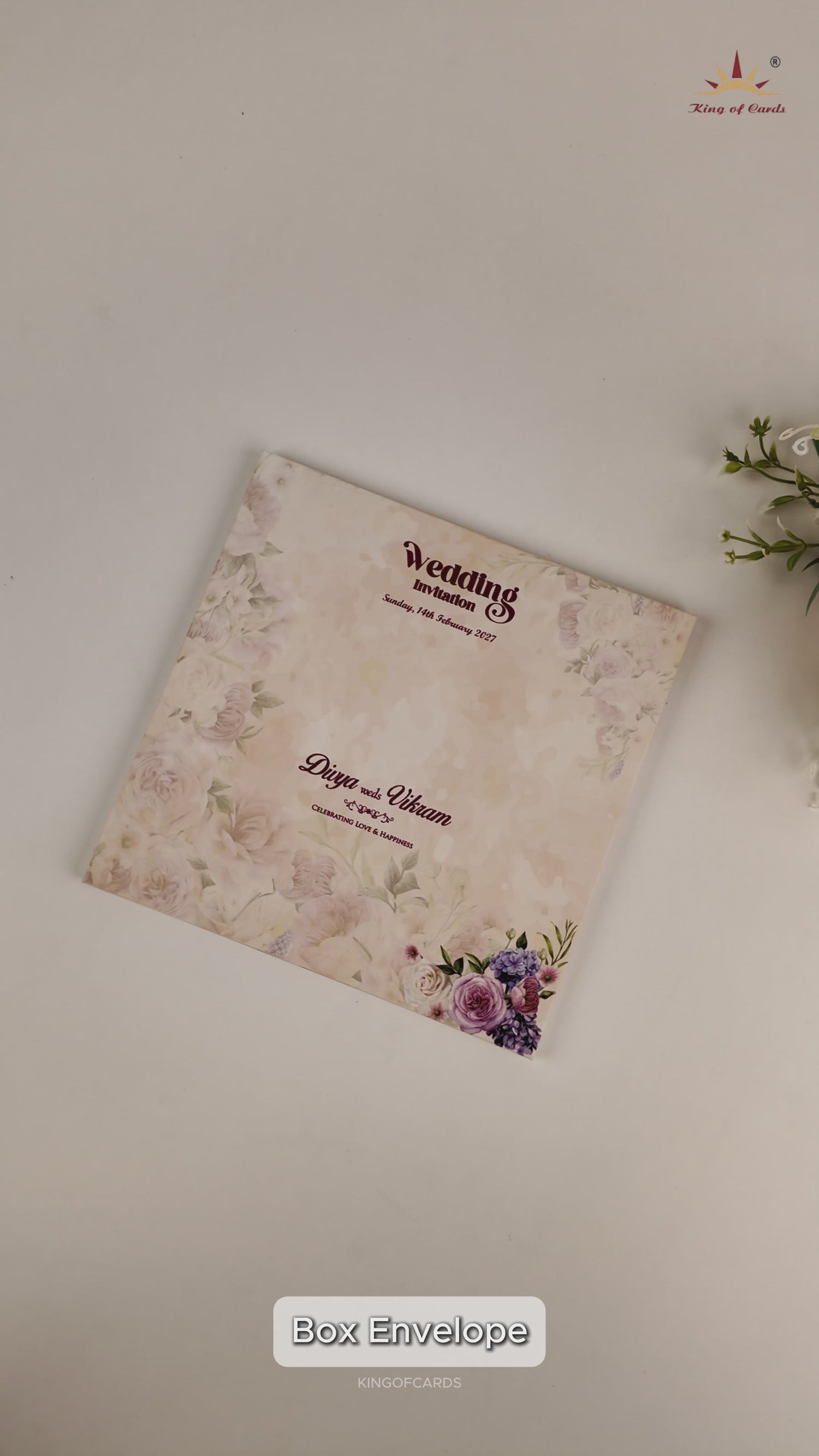 Beige Floral Wedding Card -KNKD8105