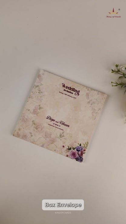 Beige Floral Wedding Card -KNKD8105