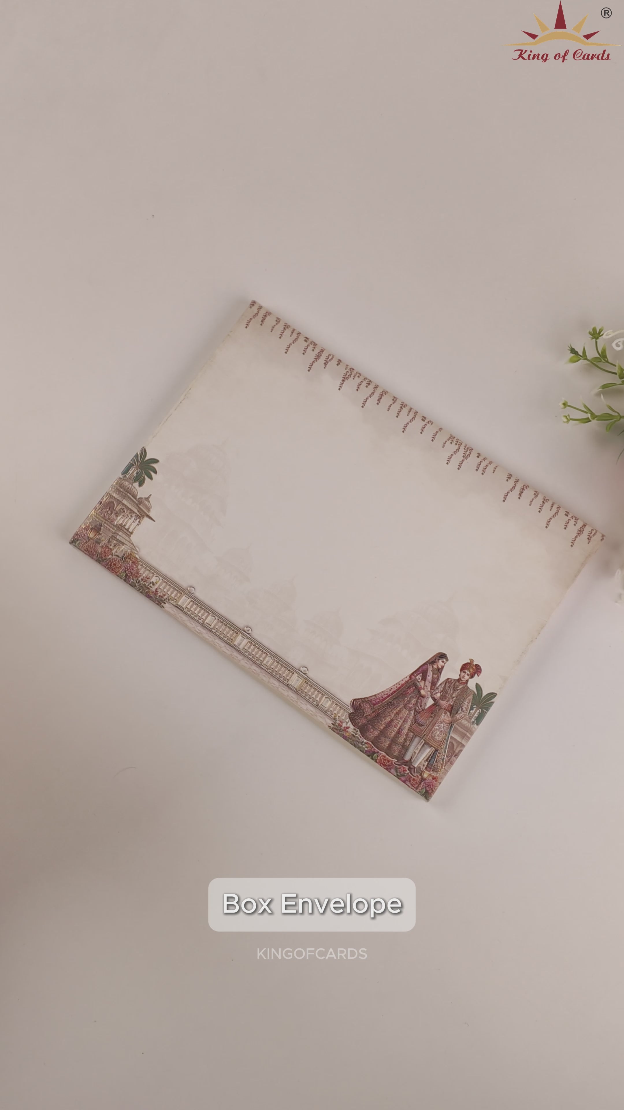 Beige Bride Groom Padded Door Style Wedding Card - KAA06020