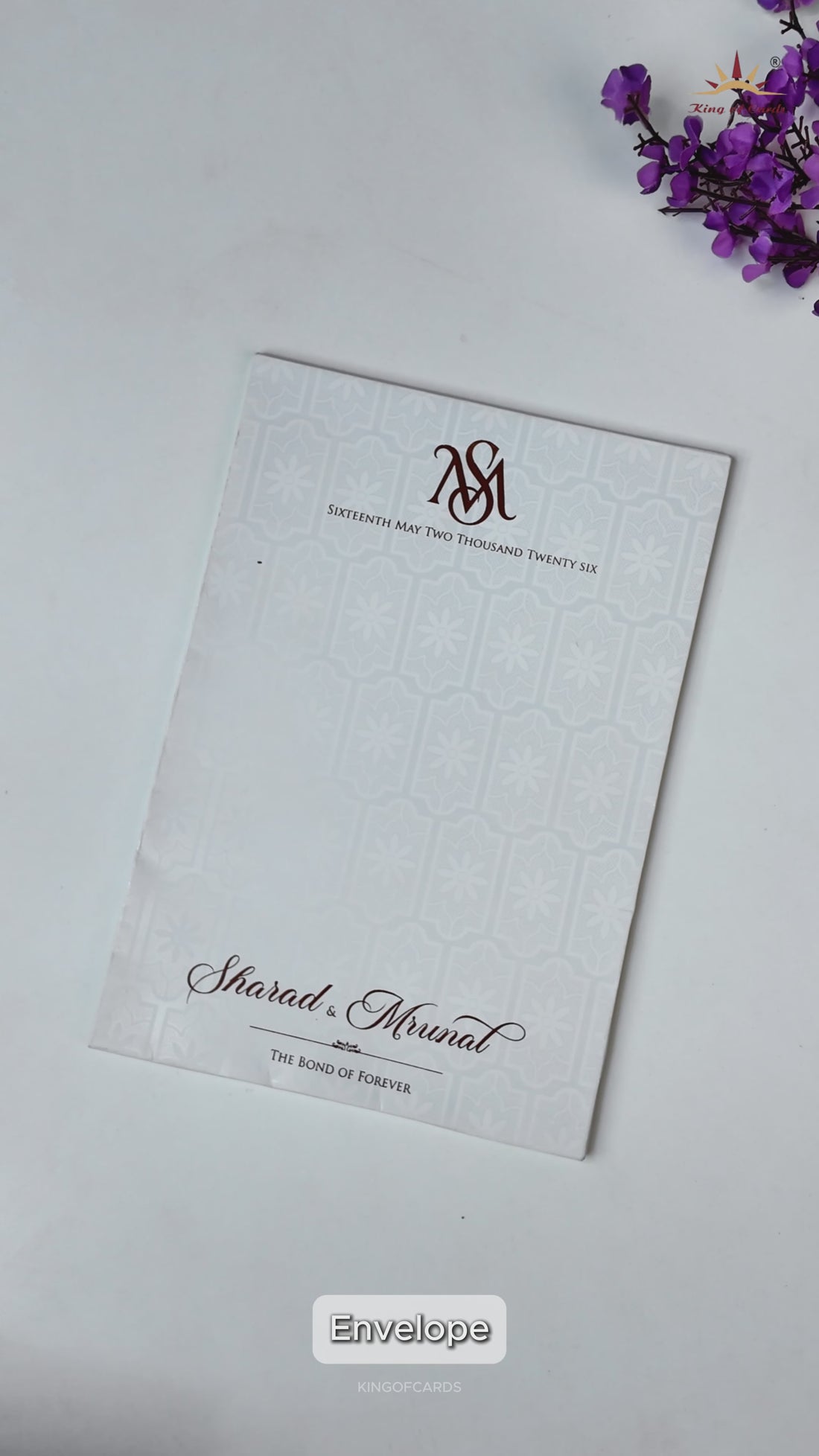 White Embossed Door Wedding card-KRE28690
