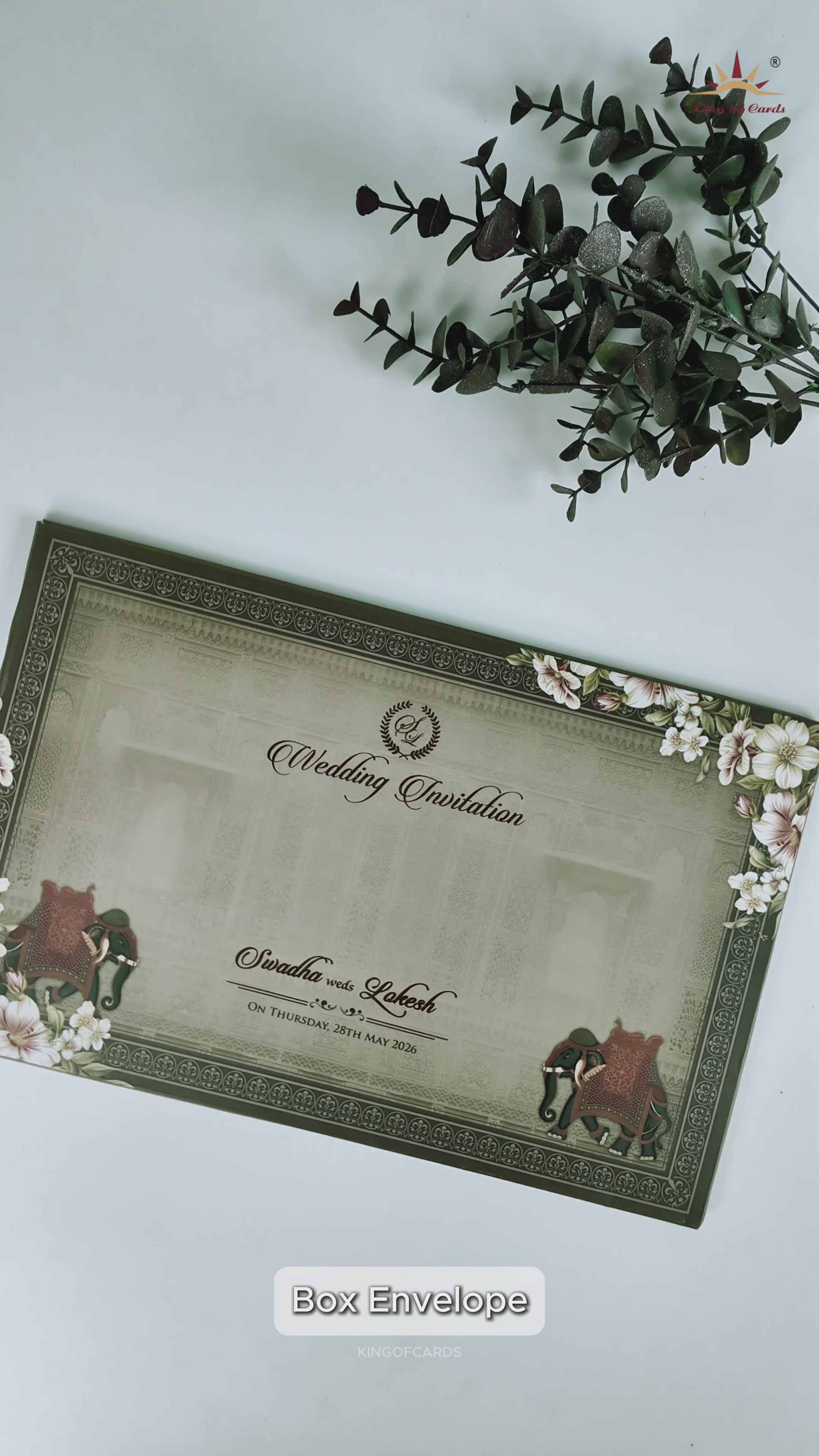 Grey Palace Arch Floral Padded Wedding Card-KRE27810