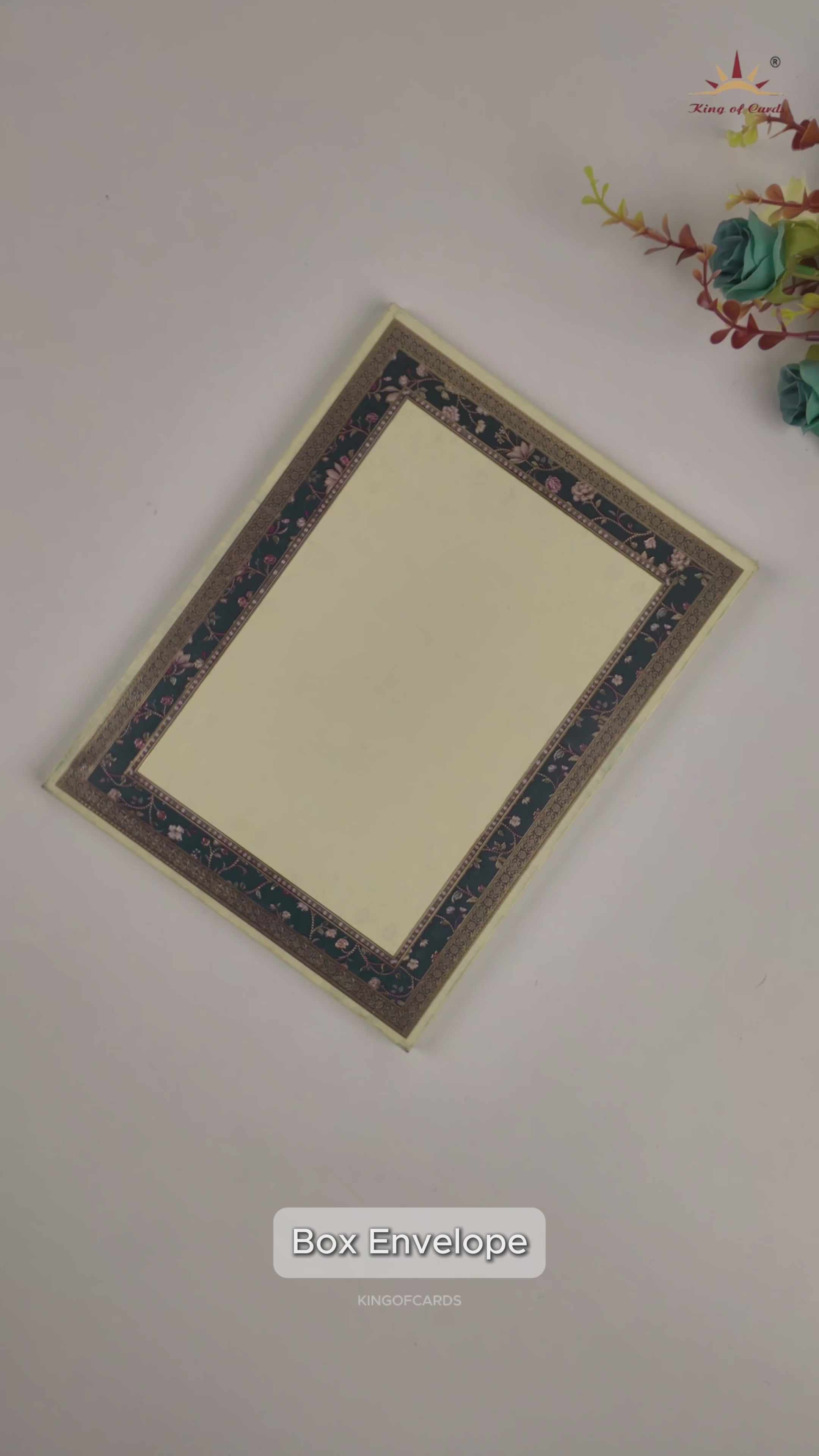 Royal Blue Floral Padded Wedding Card - KAA05730