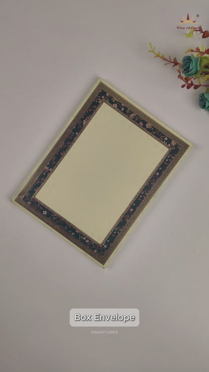 Royal Blue Floral Padded Wedding Card - KAA05730