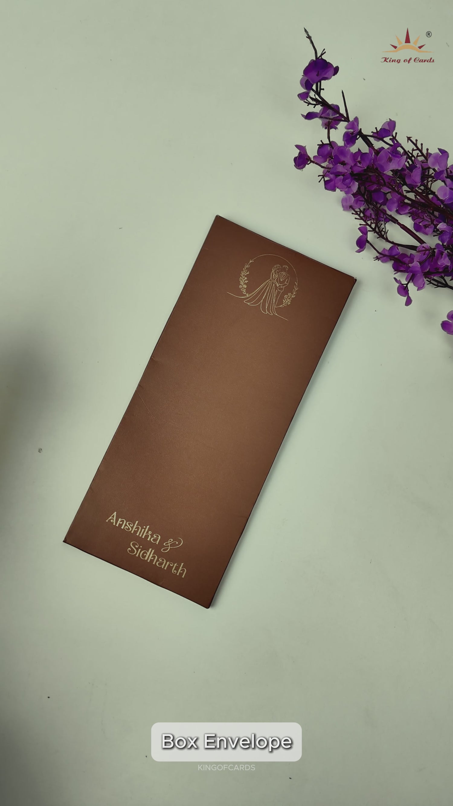 Brown Classic Bride Groom Wedding Card-KRC31370