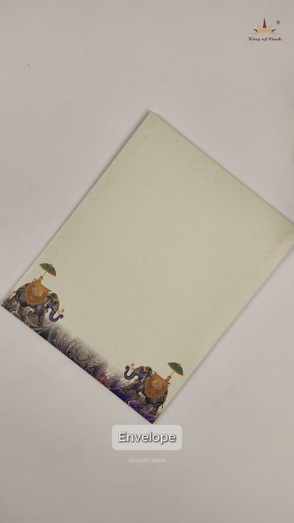 Cream Traditional Wedding Card-KNKJ1138