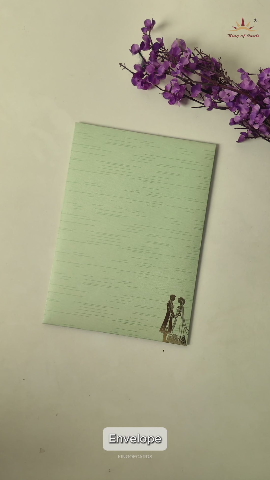 Green Floral Bride Groom Wedding Card-KNT2702GN