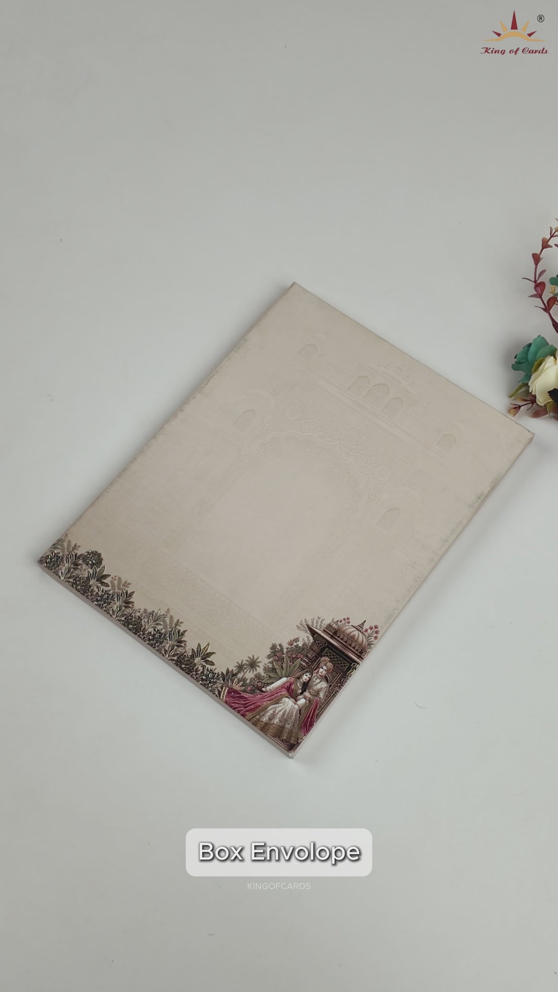 Beige Royal Bride Groom Padded Wedding Card - KAA05780