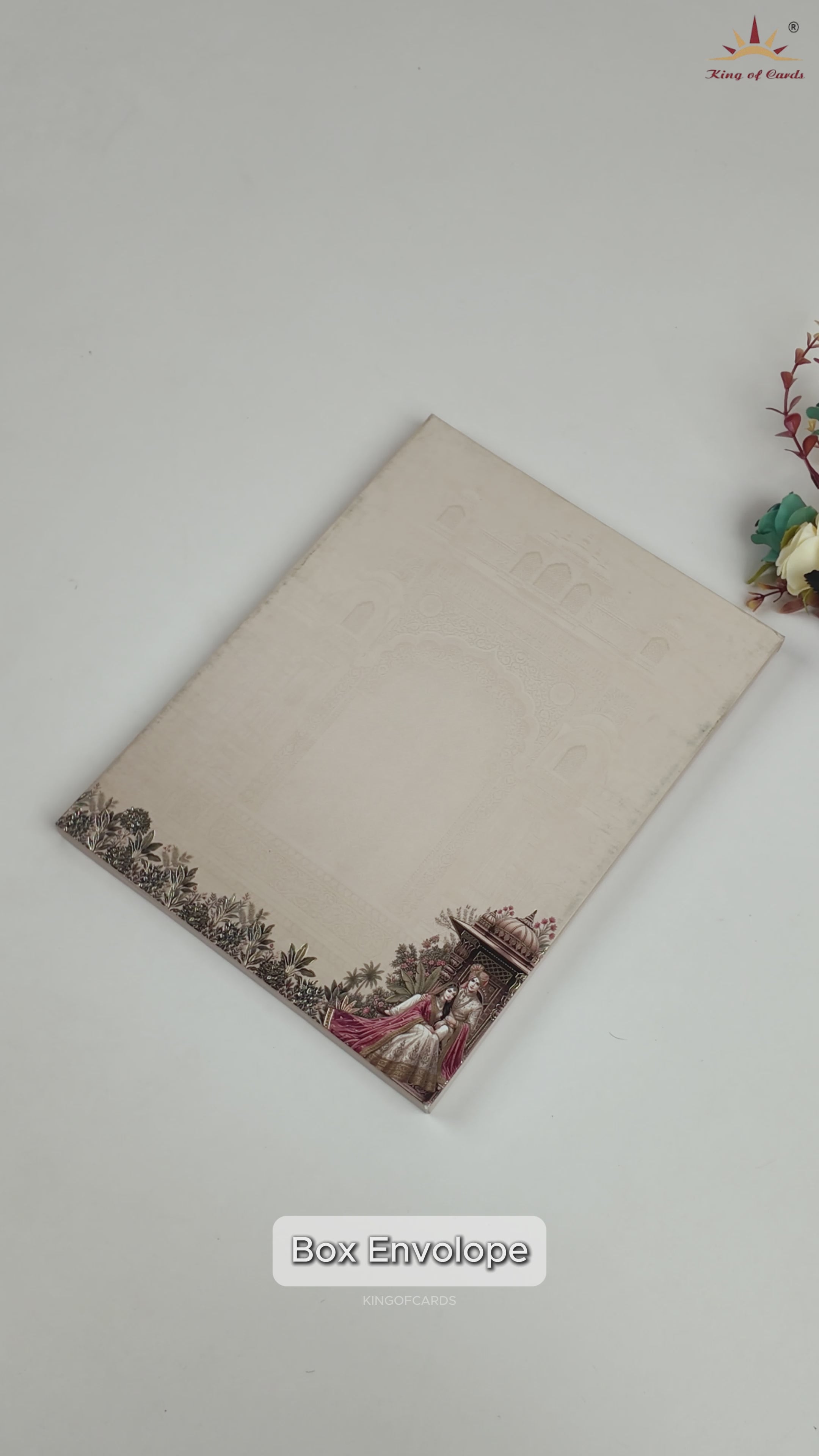Beige Royal Bride Groom Padded Wedding Card - KAA05780