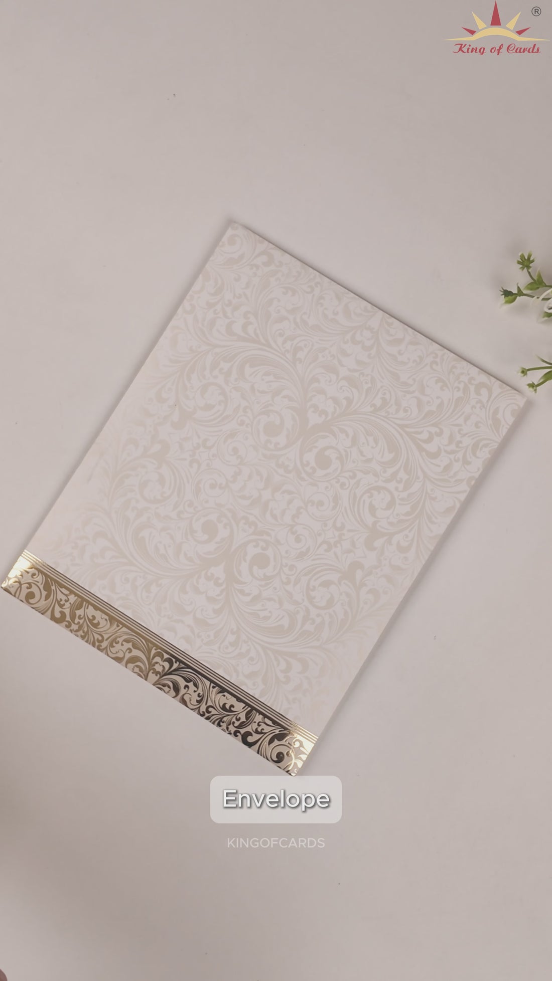 White Embossed floral Invitation Card-KNJS2062