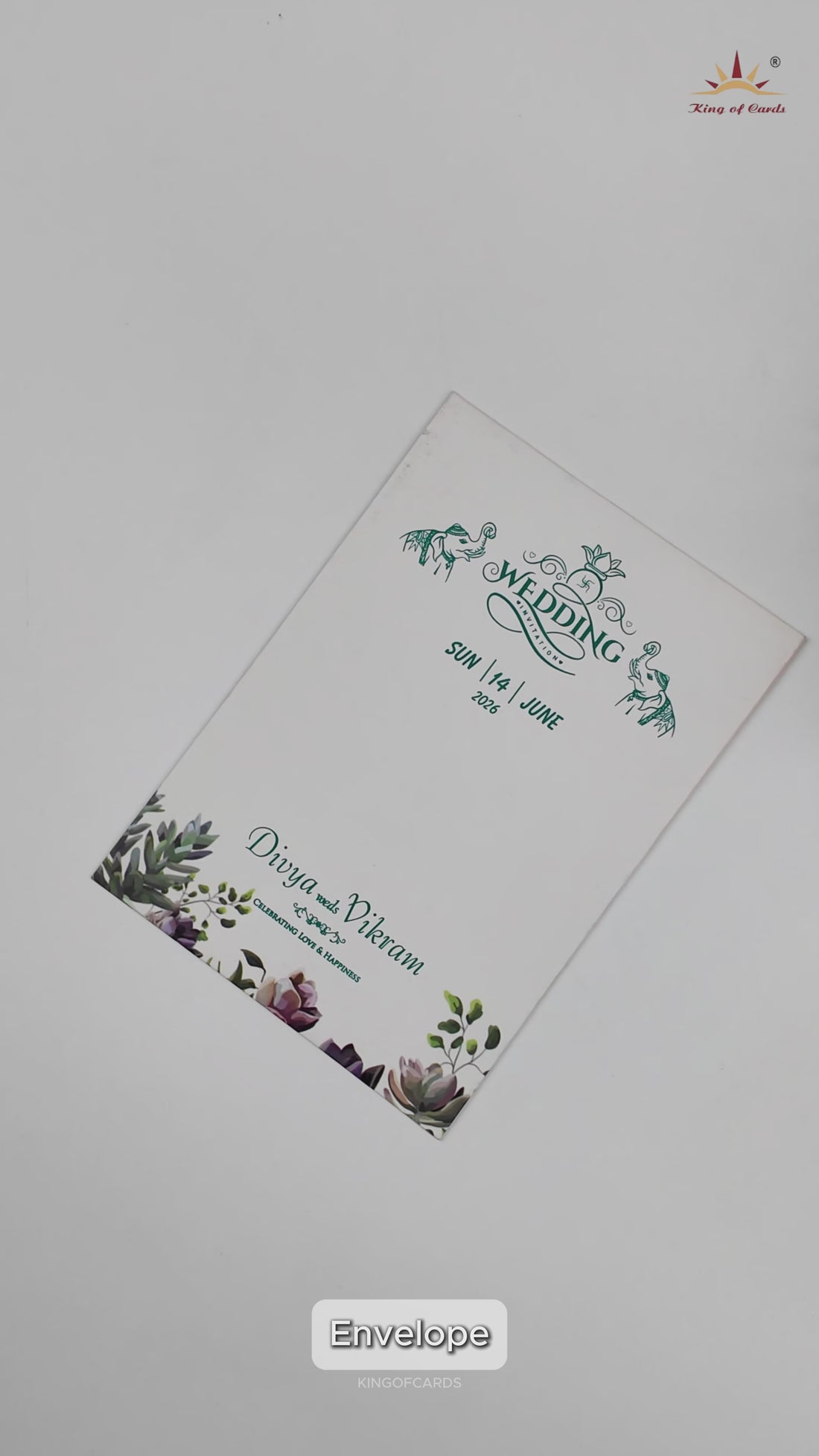White Floral Single Sheet Invitation Card - KNS014WW