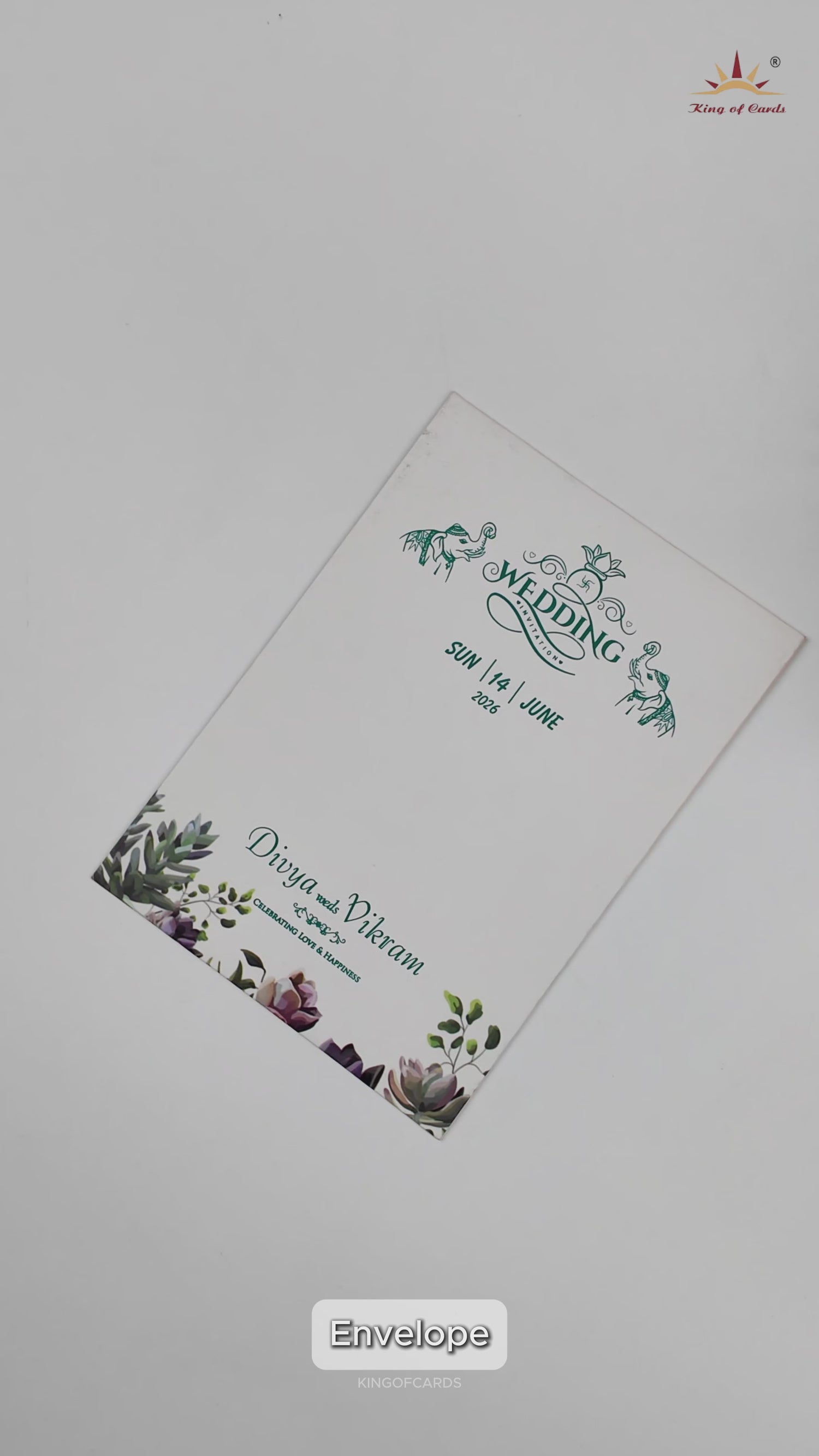 White Floral Single Sheet Invitation Card - KNS014WW