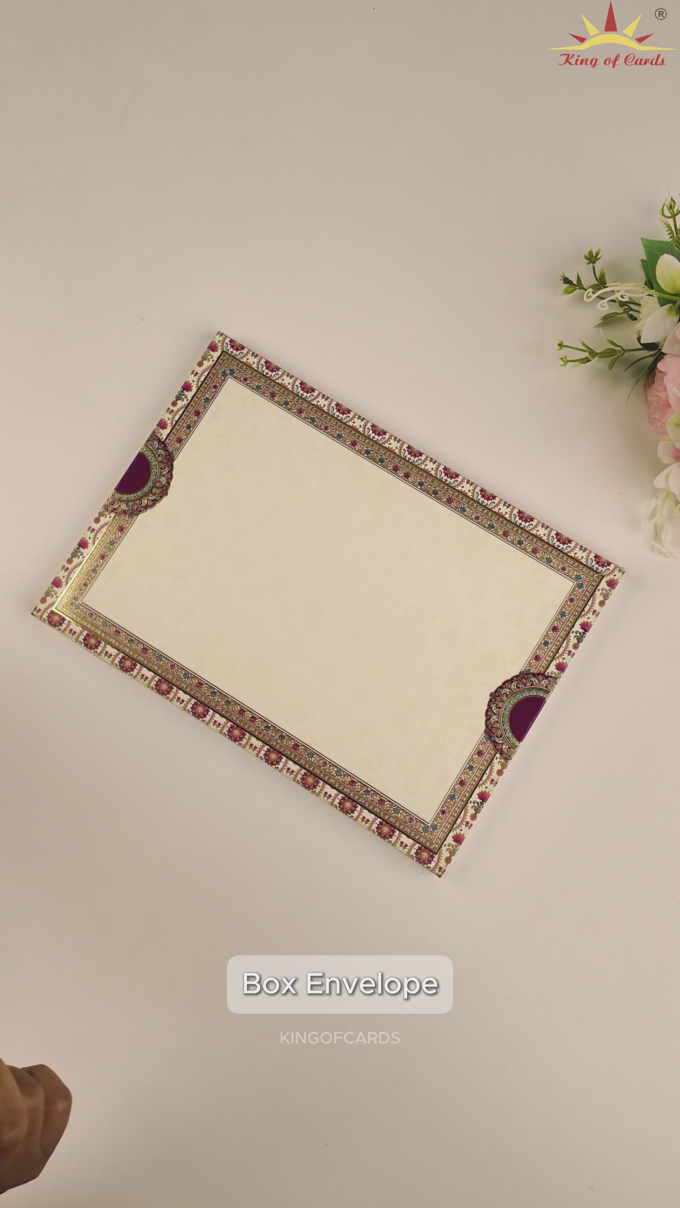 Cream Lotus Floral Padded Invitation Card - KAA06090