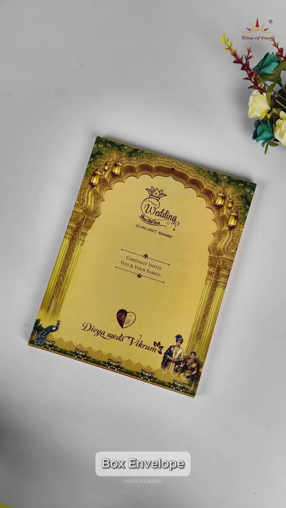 Sandal Bride Groom Padded Wedding Card - KNMO9319